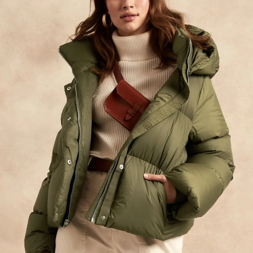 Banana Republic Olive Puffer Down Jacket - Picture 1 of 6